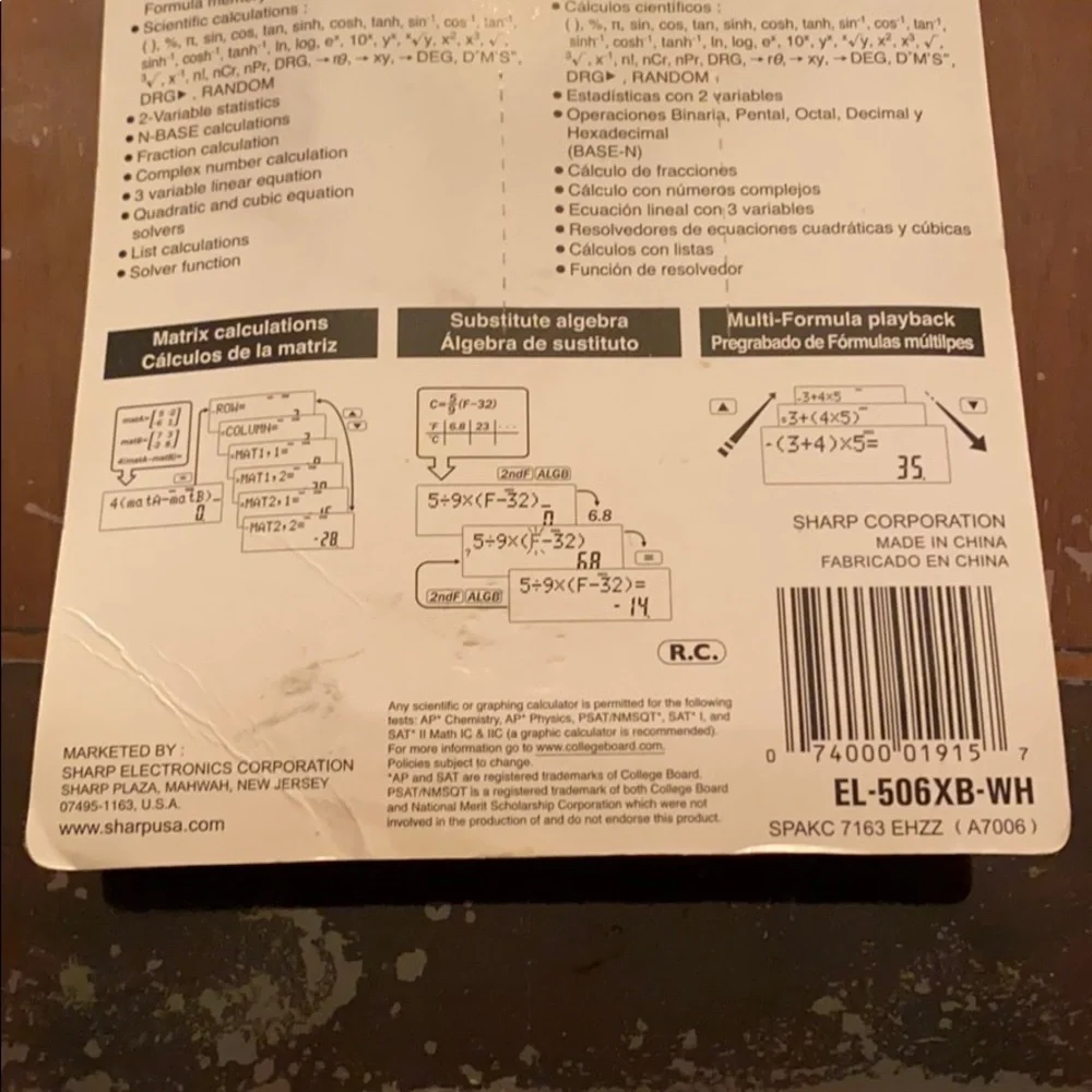 New Sharp black scientific calculator